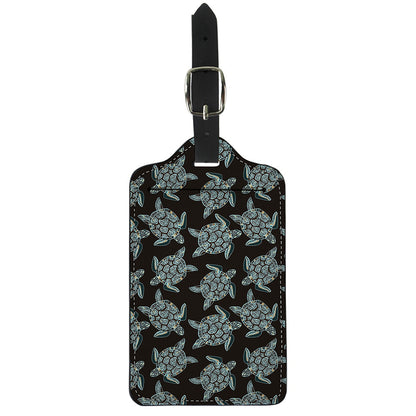 Blue And Black Sea Turtle Pattern Print Luggage Tag