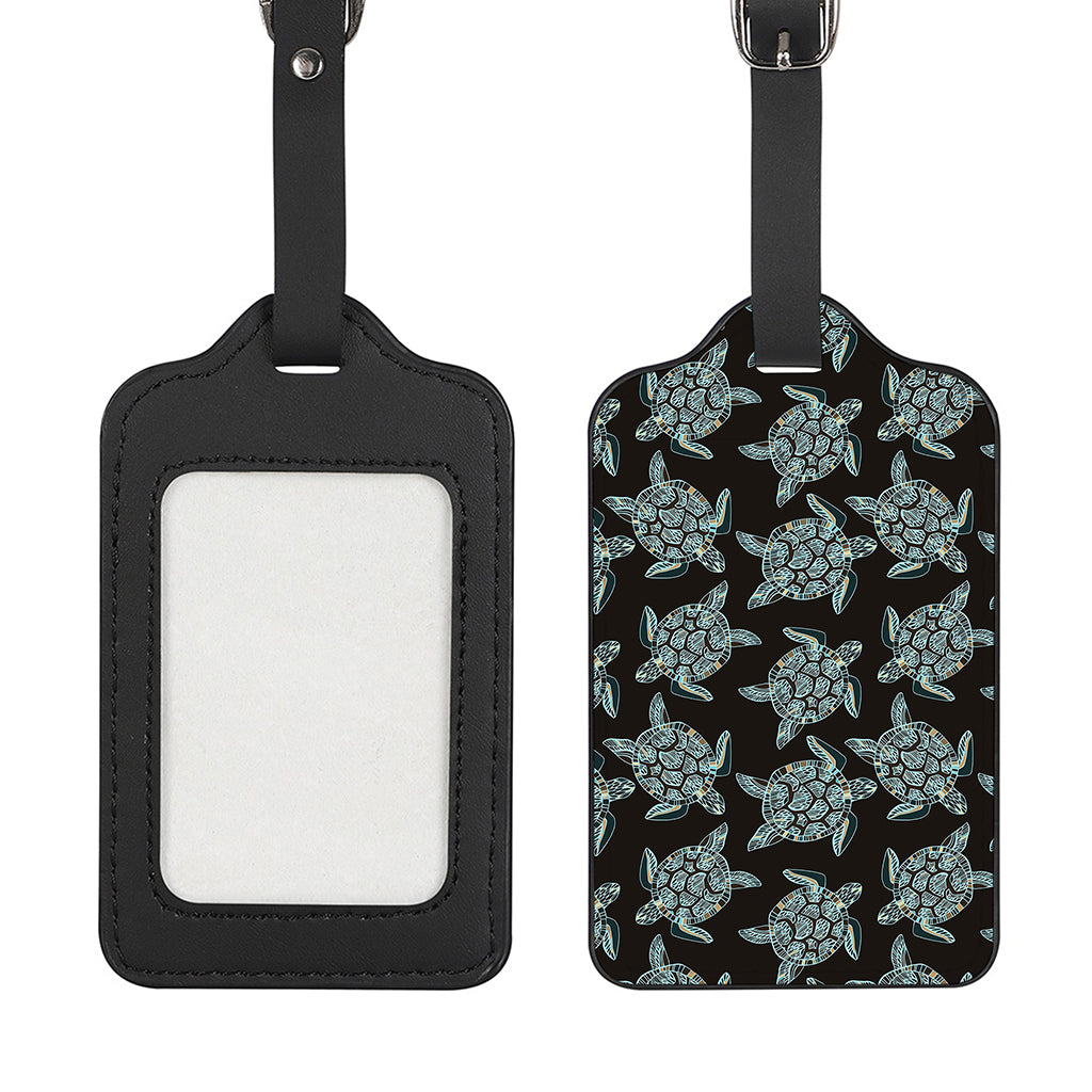 Blue And Black Sea Turtle Pattern Print Luggage Tag