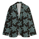 Blue And Black Sea Turtle Pattern Print Men's Blazer