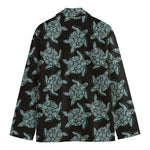 Blue And Black Sea Turtle Pattern Print Men's Blazer