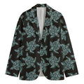 Blue And Black Sea Turtle Pattern Print Men's Cotton Blazer