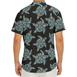 Blue And Black Sea Turtle Pattern Print Men's Deep V-Neck Shirt