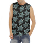 Blue And Black Sea Turtle Pattern Print Men's Fitness Tank Top