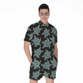 Blue And Black Sea Turtle Pattern Print Men's Romper