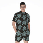 Blue And Black Sea Turtle Pattern Print Men's Rompers