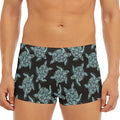 Blue And Black Sea Turtle Pattern Print Men's Short Boxer Briefs