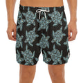 Blue And Black Sea Turtle Pattern Print Men's Split Running Shorts