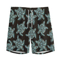 Blue And Black Sea Turtle Pattern Print Men's Athletic Shorts