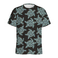 Blue And Black Sea Turtle Pattern Print Men's Athletic T-Shirt