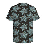 Blue And Black Sea Turtle Pattern Print Men's Sports T-Shirt