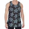 Blue And Black Sea Turtle Pattern Print Men's Velvet Tank Top