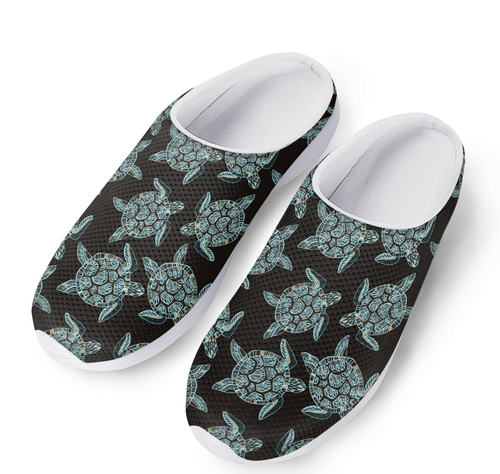 Blue And Black Sea Turtle Pattern Print Mesh Casual Shoes