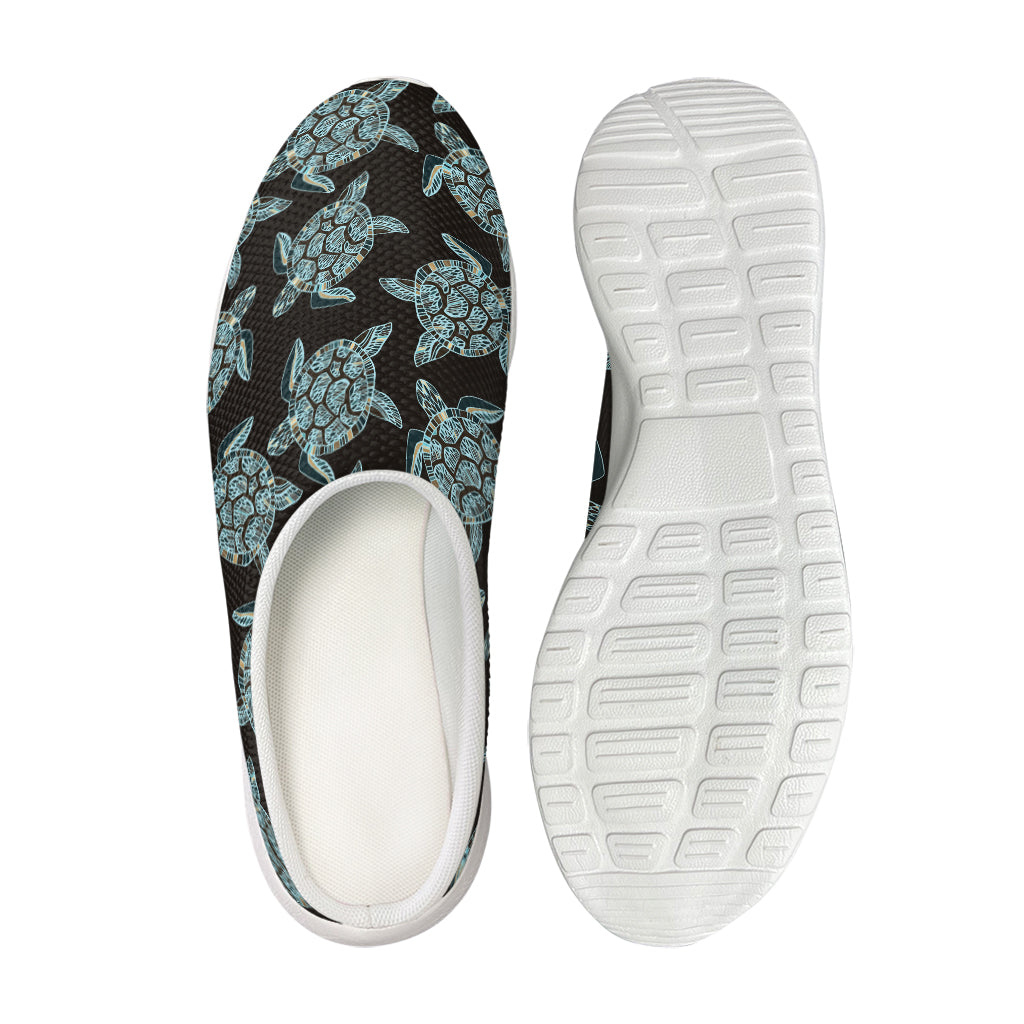 Blue And Black Sea Turtle Pattern Print Mesh Casual Shoes