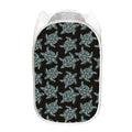 Blue And Black Sea Turtle Pattern Print Mesh Laundry Hamper
