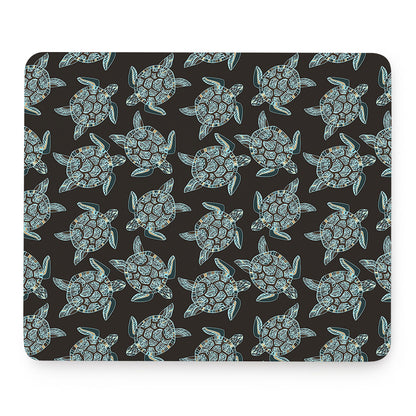 Blue And Black Sea Turtle Pattern Print Mouse Pad