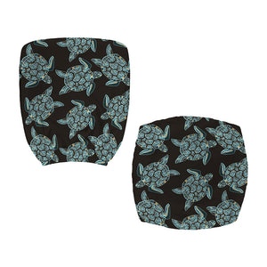 Blue And Black Sea Turtle Pattern Print Office Chair Cover