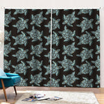 Blue And Black Sea Turtle Pattern Print Pencil Pleat Curtains