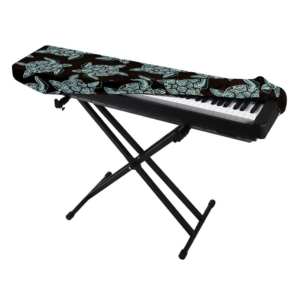 Blue And Black Sea Turtle Pattern Print Piano Keyboard Cover