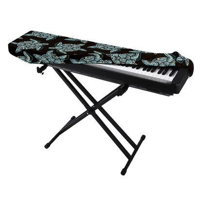 Blue And Black Sea Turtle Pattern Print Piano Keyboard Cover