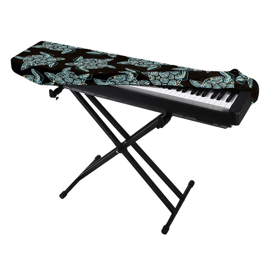 Blue And Black Sea Turtle Pattern Print Piano Keyboard Cover