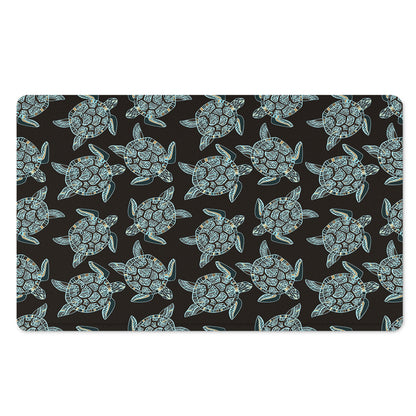 Blue And Black Sea Turtle Pattern Print Polyester Doormat