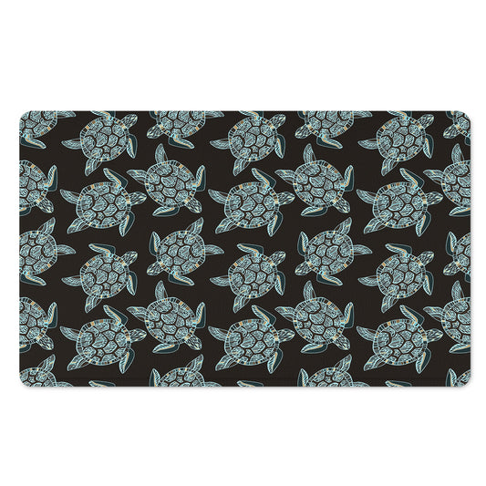 Blue And Black Sea Turtle Pattern Print Polyester Doormat