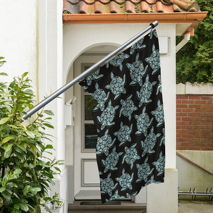 Blue And Black Sea Turtle Pattern Print Polyester Flag