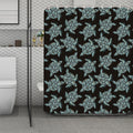 Blue And Black Sea Turtle Pattern Print Polyester Shower Curtain