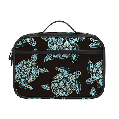 Blue And Black Sea Turtle Pattern Print Portable Lunch Bag