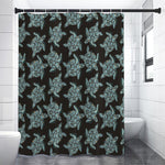 Blue And Black Sea Turtle Pattern Print Premium Shower Curtain