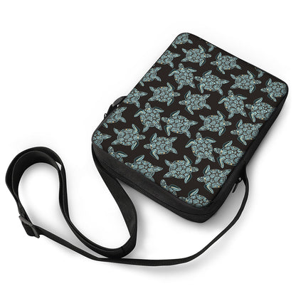 Blue And Black Sea Turtle Pattern Print Rectangular Crossbody Bag