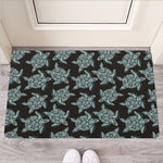 Blue And Black Sea Turtle Pattern Print Rubber Doormat