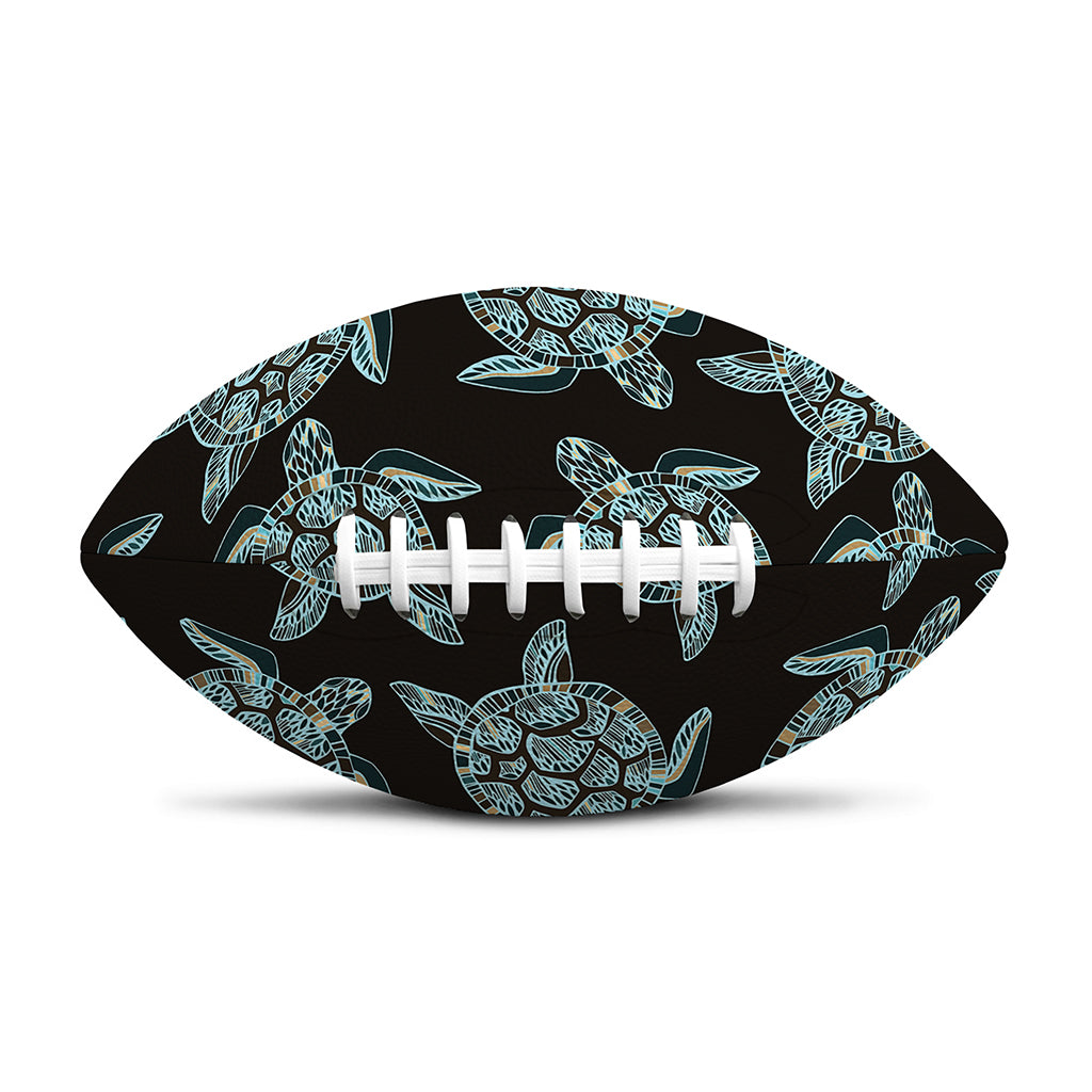 Blue And Black Sea Turtle Pattern Print Rugby Ball