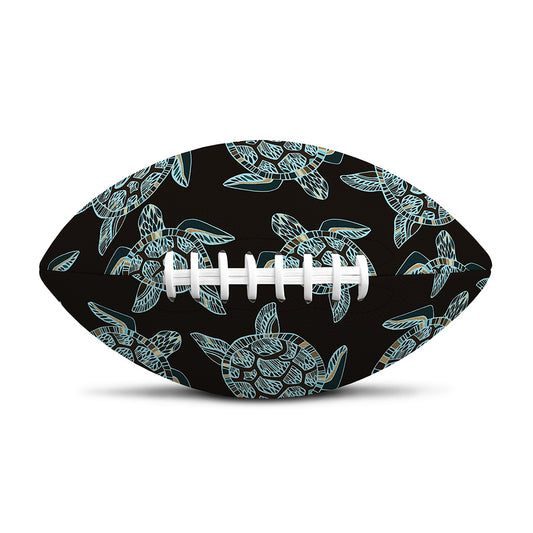 Blue And Black Sea Turtle Pattern Print Rugby Ball