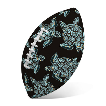 Blue And Black Sea Turtle Pattern Print Rugby Ball