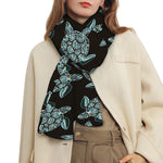 Blue And Black Sea Turtle Pattern Print Scarf