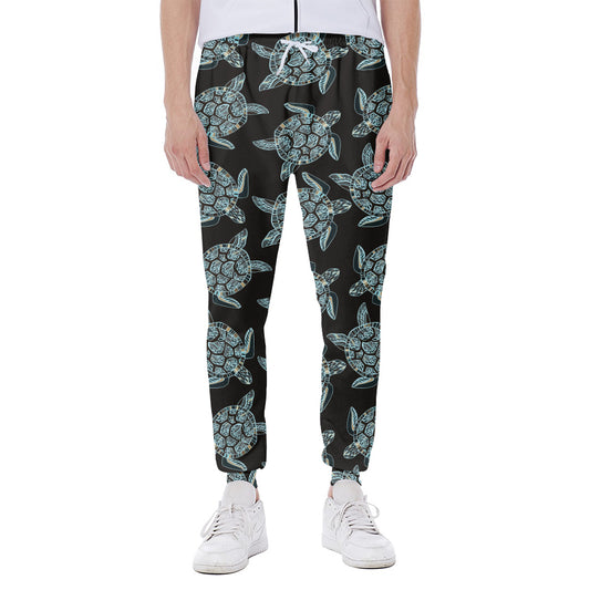Blue And Black Sea Turtle Pattern Print Scuba Joggers