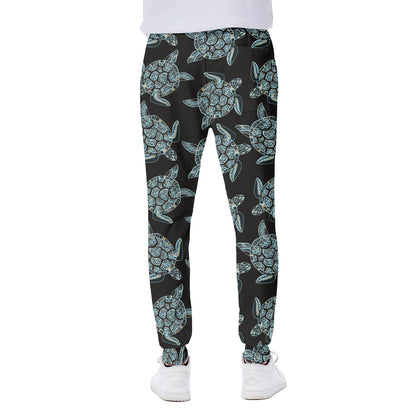 Blue And Black Sea Turtle Pattern Print Scuba Joggers