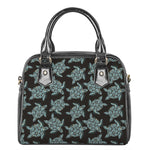 Blue And Black Sea Turtle Pattern Print Shoulder Handbag