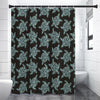 Blue And Black Sea Turtle Pattern Print Shower Curtain