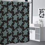 Blue And Black Sea Turtle Pattern Print Shower Curtain