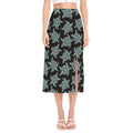 Blue And Black Sea Turtle Pattern Print Side Slit Midi Skirt