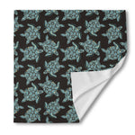 Blue And Black Sea Turtle Pattern Print Silk Bandana