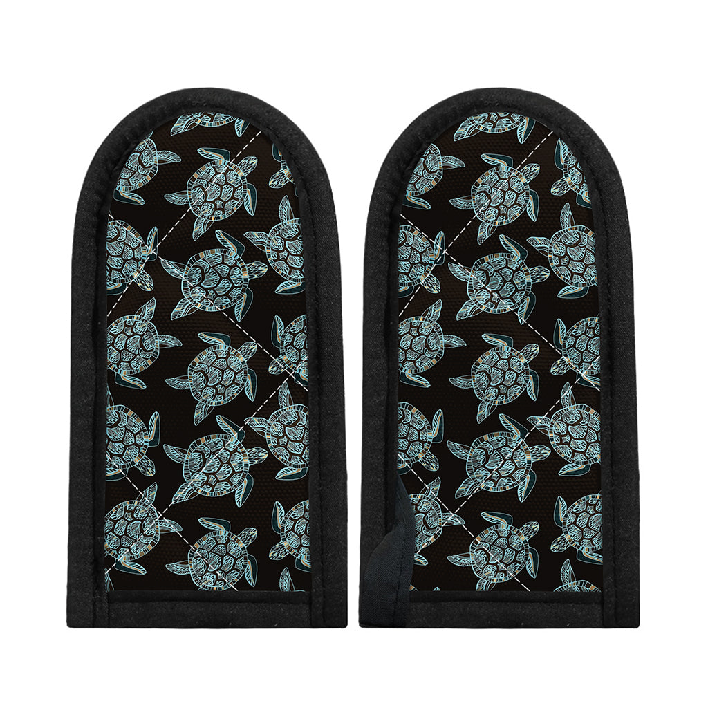 Blue And Black Sea Turtle Pattern Print Skillet Handle Cover