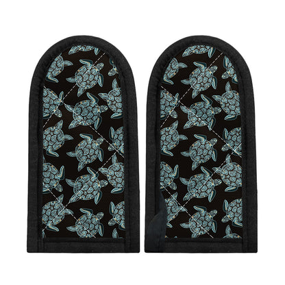 Blue And Black Sea Turtle Pattern Print Skillet Handle Cover
