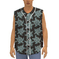 Blue And Black Sea Turtle Pattern Print Sleeveless Baseball Jersey