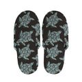 Blue And Black Sea Turtle Pattern Print Slippers