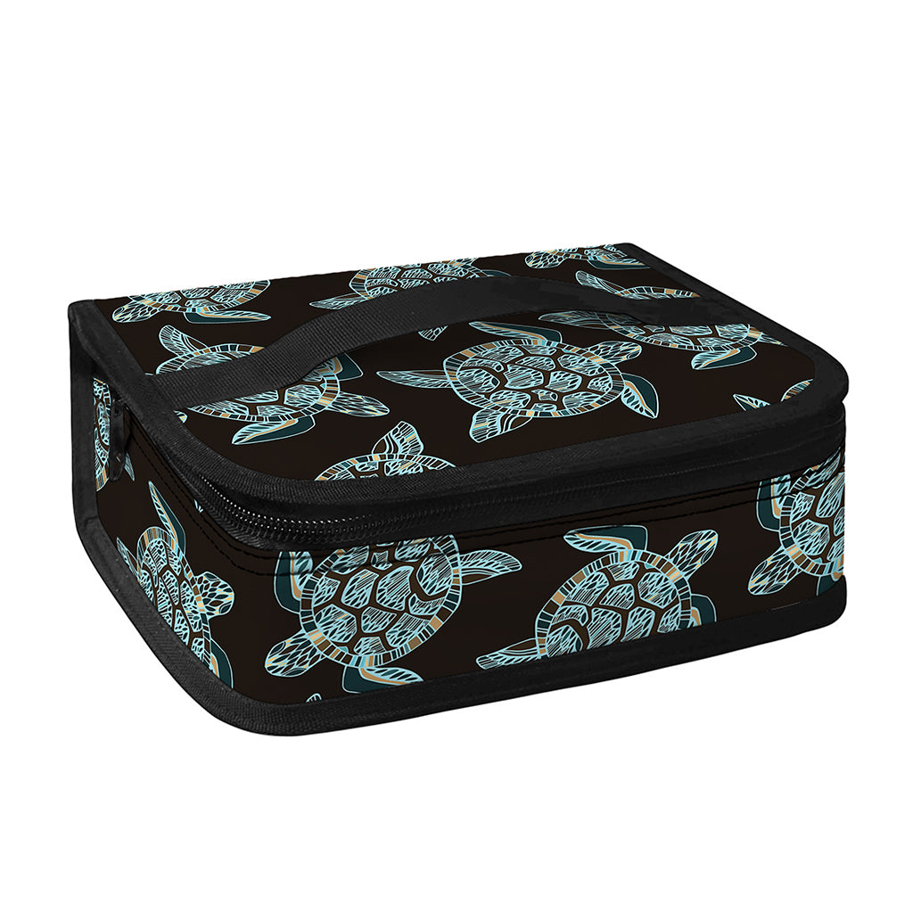 Blue And Black Sea Turtle Pattern Print Small Lunch Bag
