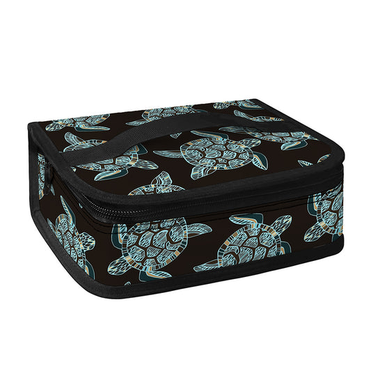 Blue And Black Sea Turtle Pattern Print Small Lunch Bag