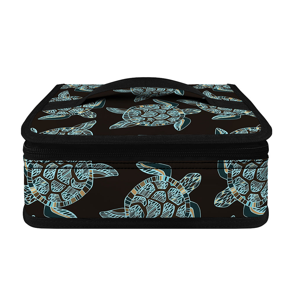 Blue And Black Sea Turtle Pattern Print Small Lunch Bag
